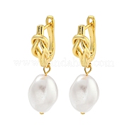 Серьги-кольца из латуни с узлом стойки EJEW-C102-28B-G