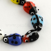 Божья коровка ручной Lampwork бисер пряди LAMP-R004-03