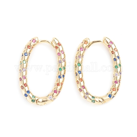 Серьги-кольца из латуни с микро-паве из фианита EJEW-G274-10G-1