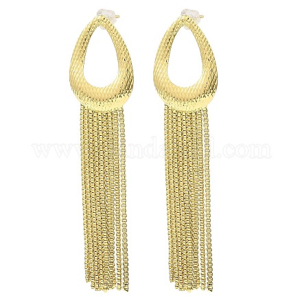 Серьги-гвоздики из латуни с полыми каплями EJEW-L270-26A-G-1