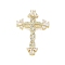 Real 18K Gold Plated Brass Micro Pave Cubic Zirconia Pendants, with Glass, Cadmium Free & Nickel Free & Lead Free, Cross, Clear, 36x25x7mm, Hole: 2.5x4.5mm
