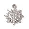 Non-Tarnish 304 Stainless Steel Pendants, Sun with Human Face Charm, Stainless Steel Color, 17.5x15x2.5mm, Hole: 1.6mm