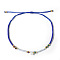 Adjustable Glass Seed Beads Braided Bead Bracelets, Shell Star Jewelry for Women, Blue