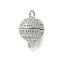 Brass Micro Pave Cubic Zirconia Magnetic Clasps, Cadmium Free & Nickel Free & Lead Free, Round, Real Platinum Plated, 12.5x8.5mm, Hole: 1.3mm