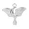 Non-Tarnish Stainless Steel Pendants, Moon with Butterfly Charms, Stainless Steel Color, 24x25x2mm, Hole: 2.5mm