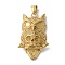PVD Vacuum Plating 304 Stainless Steel Big Pendants, Owl with Skull Charms, Golden, 51.5x32x11mm, Hole: 9x5mm