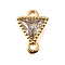 Brass Clear Cubic Zirconia Connector Charms, Triangle Links, Real 18K Gold Plated, 10x7x3mm, Hole: 1.2mm
