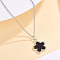 S925 Silver Dyed & Heated Black Agate Flower Pendant Necklaces