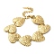 304 Stainless Steel Textured Heart Link Chain Bracelets, Golden, 7-1/2 inch(19cm)