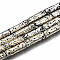 Electroplated Natural Lava Rock Beads Strands, Column, Bumpy, Light Goldenrod Yellow, 13x4mm, Hole: 1mm, about 29~30pcs/strand, 15.16 inch~15.75 inch(38.5cm~40cm)