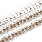 Brass Rhinestone Strass Chains, with Spool, Three Rows Rhinestone Cup Chains, Silver, Smoked Topaz, 8.5mm, about 10yards/roll
