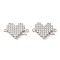 Brass Micro Pave Clear Cubic Zirconia Hook and S-Hook Clasps, Cadmium Free & Nickel Free & Lead Free, Heart, Real Platinum Plated, 17.5mm, Hole: 1.1mm