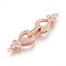 Brass Cubic Zirconia Fold Over Clasps, Lead Free & Nickel Free, Clear, Rose Gold, 43x10x5mm, Hole: 1mm