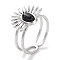 Ion Plating(IP) 304 Stainless Steel Ring, Synthetic Turquoise Rings, Flower, 15.5x12.5mm, Inner Diameter: Adjustable