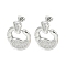 Crab Claw Rack Plating Brass Micro Pave Cubic Zirconia Dangle Stud Earrings, Long-Lasting Plated, Lead Free & Cadmium Free, Platinum, 26.5x22mm
