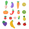 PVC Plastic Cabochons, Mixed Shapes, Fruits & Vegetables, Mixed Color, 20~60x13~36x2~5mm