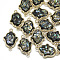 Resin Links Connectors, with Golden Tone Brass Findings, Nickel Free, Hamsa Hand/Hand , Black, 20.5x13x4.5mm, Hole: 1mm