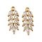 Brass Micro Pave Cubic Zirconia Pendants, Nickel Free, Leaf, Leaf, 18.5x8x3mm, Hole: 1mm