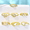 7Pcs 7 Styles Spring Day Theme Brass Micro Pave Clear Cubic Zirconia Cuff Rings for Women, Cadmium Free & Nickel Free & Lead Free, Real 18K Gold Plated, 6.5~11mm, Inner Diameter: 16~17.5mm