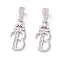 Eco-Friendly Brass Micro Pave Cubic Zirconia Pendants, Long-Lasting Plated, Real Platinum Plated, Cadmium Free & Lead Free, Letter, Letter.B, 16~20x7~11.5x1.5~2.2mm, Hole: 6.5x3.5mm