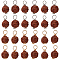80Pcs 2 Colors Round Natural Wood Pendants, Sienna Rudraksha Charms, with Copper Wire, Mixed Color, 16~19.5x9~10.5mm, Hole: 3.5mm, 40pcs/color