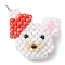 Seed Beads Beaded Charms, with 304 Stainless Steel Jump Ring, Bear Pendants, White, 22.5x24x11.5mm, Hole: 3mm