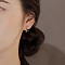 Sterling Silver Square Hoop Earrings, with Rhinestone, Golden, 10x5mm