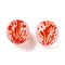 Handmade Lampwork Beads, Round with Flower, Coral, 9x10mm, Hole: 1.6mm