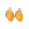 304 Stainless Steel Enamel Charms, Mango Charm, Real 18K Gold Plated, Ion Plating(IP), Orange, 15x9x6mm, Hole: 1.2mm