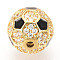 Brass Micro Pave Cubic Zirconia Beads, Cadmium Free & Lead Free, with Enamel, FootBall/Soccer Ball, Golden, 9.5~10mm, Hole: 1.5mm
