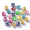 Opaque Acrylic Beads, AB Color Plated, Cube, Mixed Color, 8.5x8.5x9mm, Hole: 2mm, about 1350pcs/500g