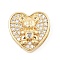 Brass Micro Pave Cubic Zirconia Slide Charms, Long-Lasting Plated, Heart, Golden, 14.5x15x6mm, Hole: 1.5x4mm and 1.5x11mm
