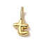 Brass Micro Pave Cubic Zirconia Pendants, Lead Free & Cadmium Free, Long-Lasting Plated Letter T, 19x10x9mm, Hole: 5mm