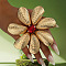 Flower Brass with Glass Finger Rings, Golden, Dark Red, Flower: 95mm, Inner Diameter: 18mm