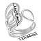 Stylish Irregular Heart-shaped 304 Stainless Steel Cuff Ring for Women, Stainless Steel Color, 22mm, Inner Diameter: 17mm