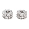 Brass Micro Pave Clear Cubic Zirconia Beads, Cadmium Free & Nickel Free & Lead Free, Round, Platinum, 9x5mm, Hole: 3.5mm