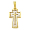 Brass Pendants with Shell, Cadmium Free & Lead Free, Cross, Real 18K Gold Plated, 20x10.5x2.5mm, Hole: 3.5x6mm
