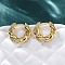 Brass Micro Pave Clear Cubic Zirconia Hoop Earrings, Lead Free & Cadmium Free, Long-Lasting Plated, Rack Plating, Flower, Real 18K Gold Plated, 14x4x15mm