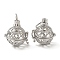 Rack Plating Brass Hollow Round Cage Pendants, For Chime Ball Pendant Necklaces Making, Platinum, 24.5x18.5x22mm, Hole: 6x5.5mm