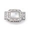 Rectangle Brass Micro Pave Clear Cubic Zirconia Box Clasps, Cadmium Free & Nickel Free & Lead Free, with White Shell, Platinum, 20.5x11.5x8mm, Hole: 1.5x1.5mm