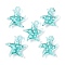 Handmade Lampwork Pendants, Bumpy, Starfish, Cyan, 28~34x27~30x7~8.5mm, Hole: 2~2.5mm