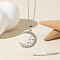 Alloy Crystal Rhinestone Pendant Necklaces, Platinum, Moon, 17.72 inch(45cm)