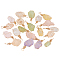 20Pcs Electroplated Natural Quartz Crystal Pendants, Light Gold Plated Brass Wire Wrapped Frosted Nuggets Charms, Dyed, Mixed Color, 30~35x7.5~15x6~18mm, Hole: 3~3.5mm, 20pcs/set