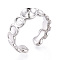 Oval Brass Cuff Ring Settings, for Half Drilled Beads, Cadmium Free & Nickel Free & Lead Free, Real Platinum Plated, Pin: 0.9mm, 7mm, Adjustable