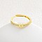 Adjustable Brass Micro Pave Clear Cubic Zirconia Finger Rings for Women, Letter, Golden, Letter M, Inner Diameter: 16~19mm