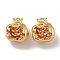 Brass Micro Pave Clear Cubic Zirconia Charms, Nickel Free, Real 18K Gold Plated, Oval, Dark Orange, 10.5x9.5x6.5mm, Hole: 1.5mm