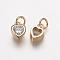 Brass Micro Pave Grade AAA Cubic Zirconia Charms, Lead Free & Nickel Free & Cadmium Free, Heart, Real 18K Gold Plated, 9x6.5x4mm, Hole: 3mm