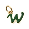 Ion Plating(IP) 304 Stainless Steel Enamel Alphabet Charms, with Jump Ring, Real 14K Gold Plated, Letter W, 9x11.5x1mm, Hole: 5mm