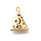 Brass Pendants, Cadmium Free & Nickel Free & Lead Free, Hollow, Triangle with Star and Moon Charms, Real 18K Gold Plated, 19.5x15x7.5mm, Hole: 1.6mm