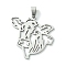 Non-Tarnish 201 Stainless Steel Pendants, Laser Cut, Stainless Steel Color, Cattle, 38x38.5x1.5mm, Hole: 8x4mm
